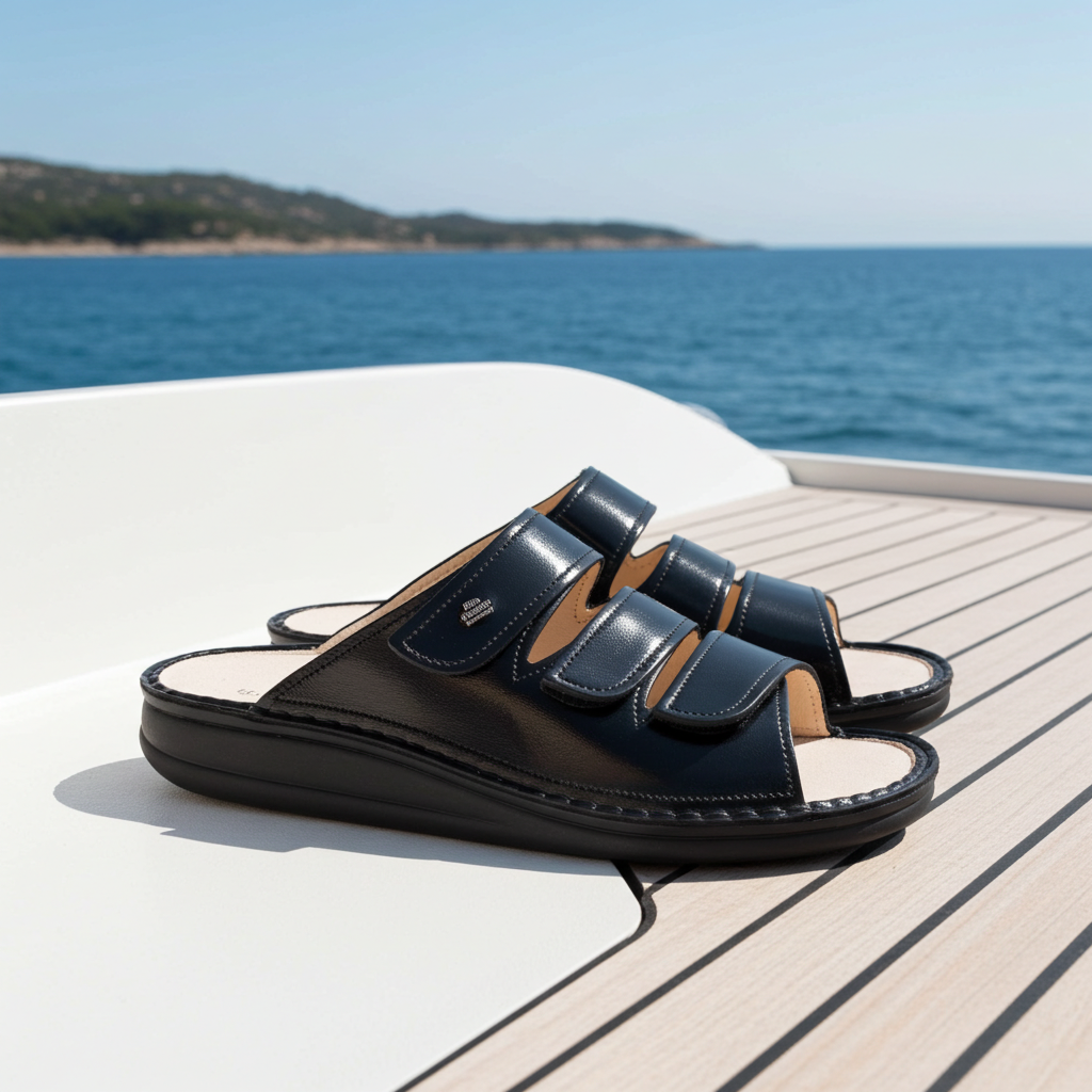 FINN COMFORT KORFU SANDAL BLACK PATENT