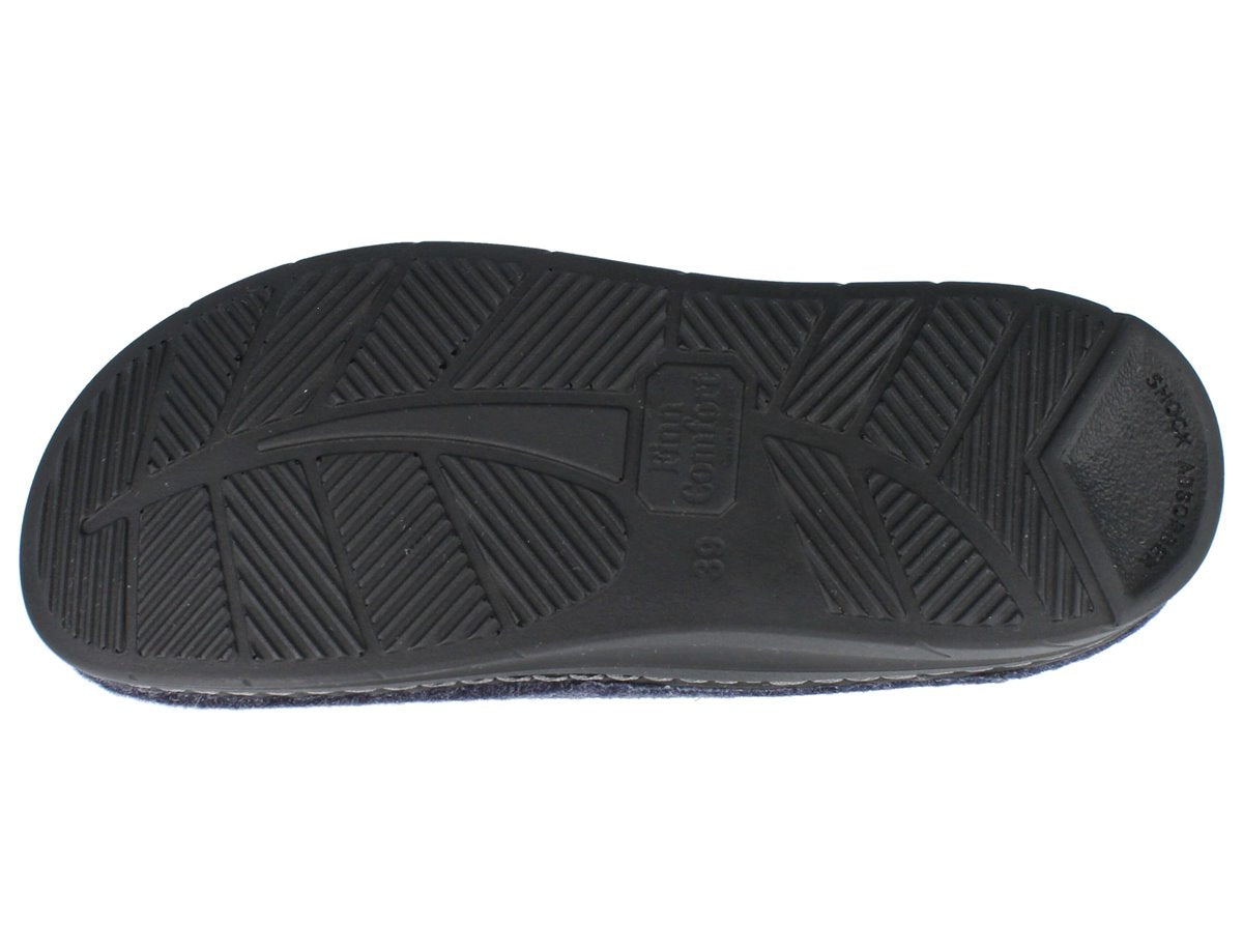 Black shoe sole with brand logo on a white background