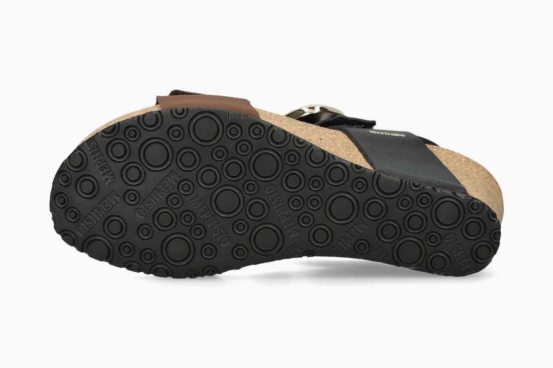 SANDALE COMPENSÉE MEPHISTO LEANDRE COMBO MARRON FONCÉ
