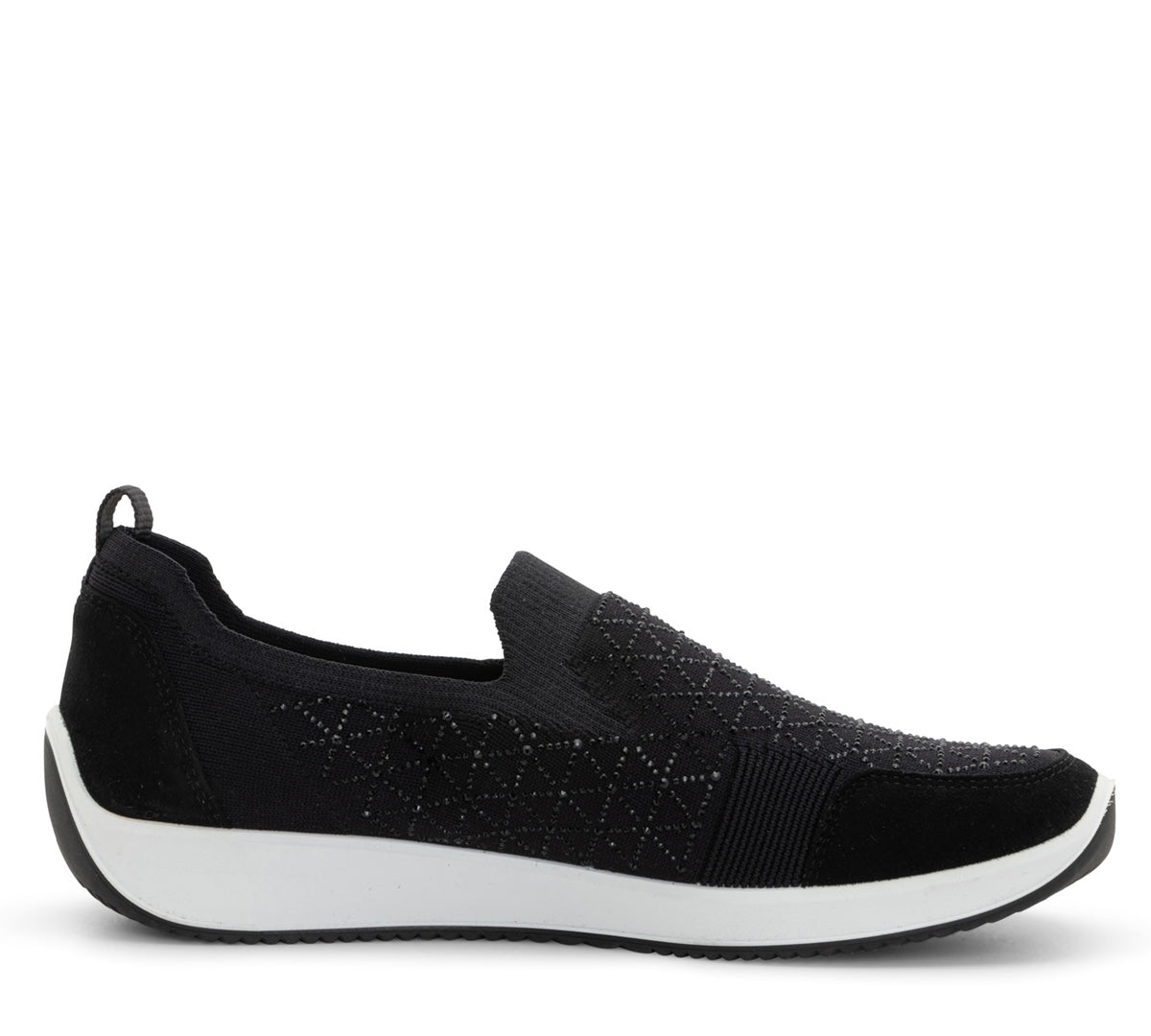 CHAUSSURES ARA LISBON SLIP ON NOIRES TISSÉES ET STRETCH