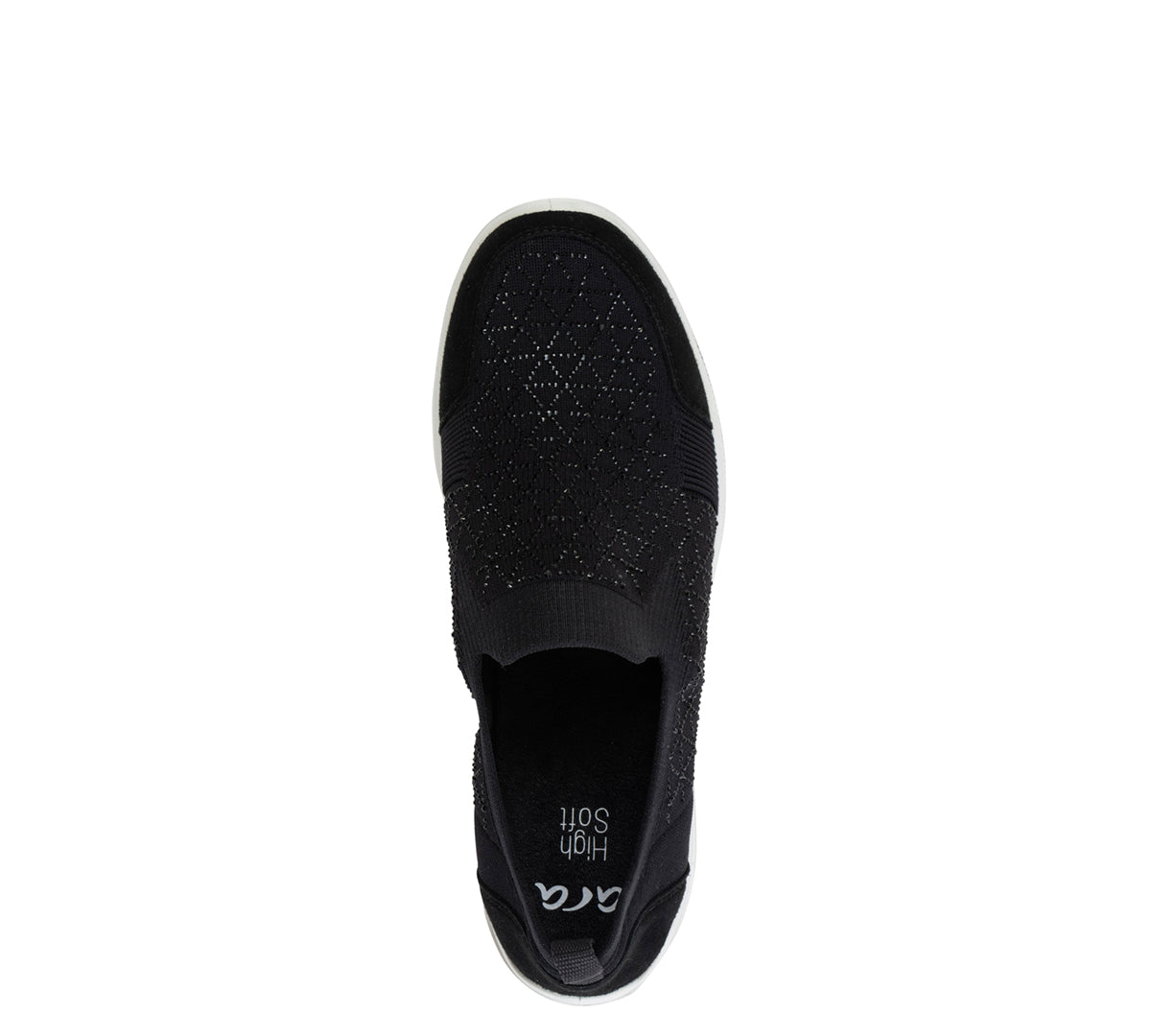 CHAUSSURES ARA LISBON SLIP ON NOIRES TISSÉES ET STRETCH