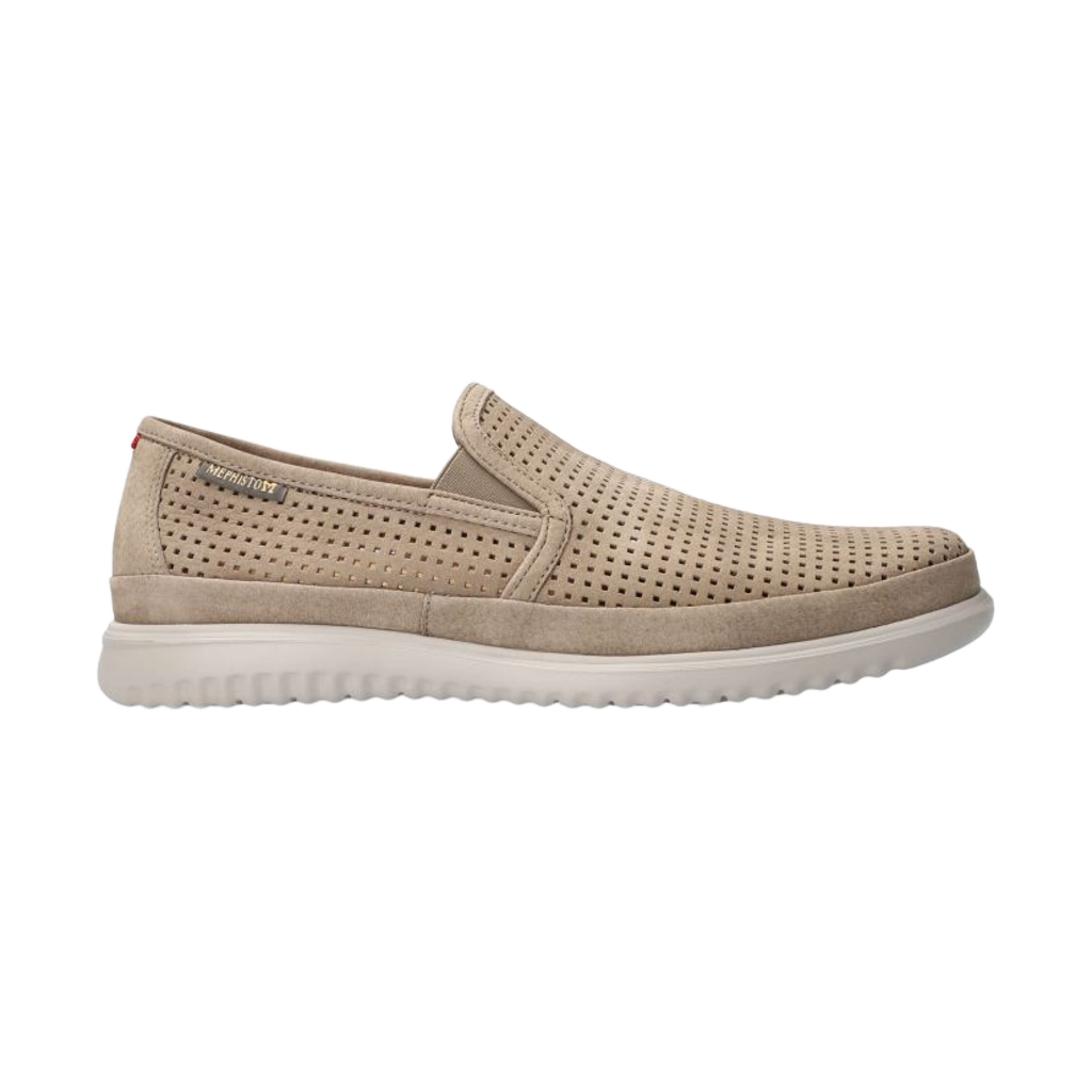 MEPHISTO Tiago men's sand nubuck slip-on loafer, side view
