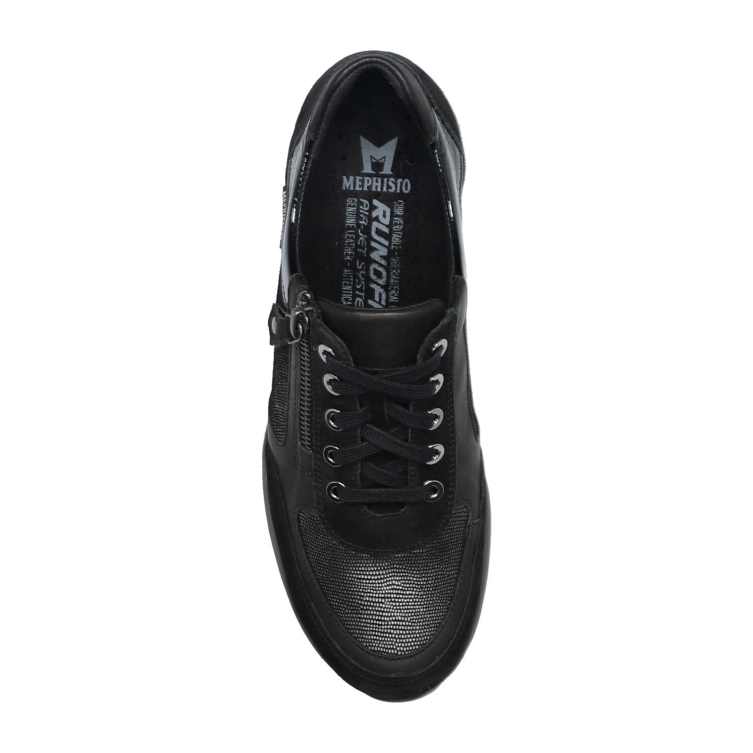 MEPHISTO YLONA SNEAKER LACE UP BLACK LEATHER