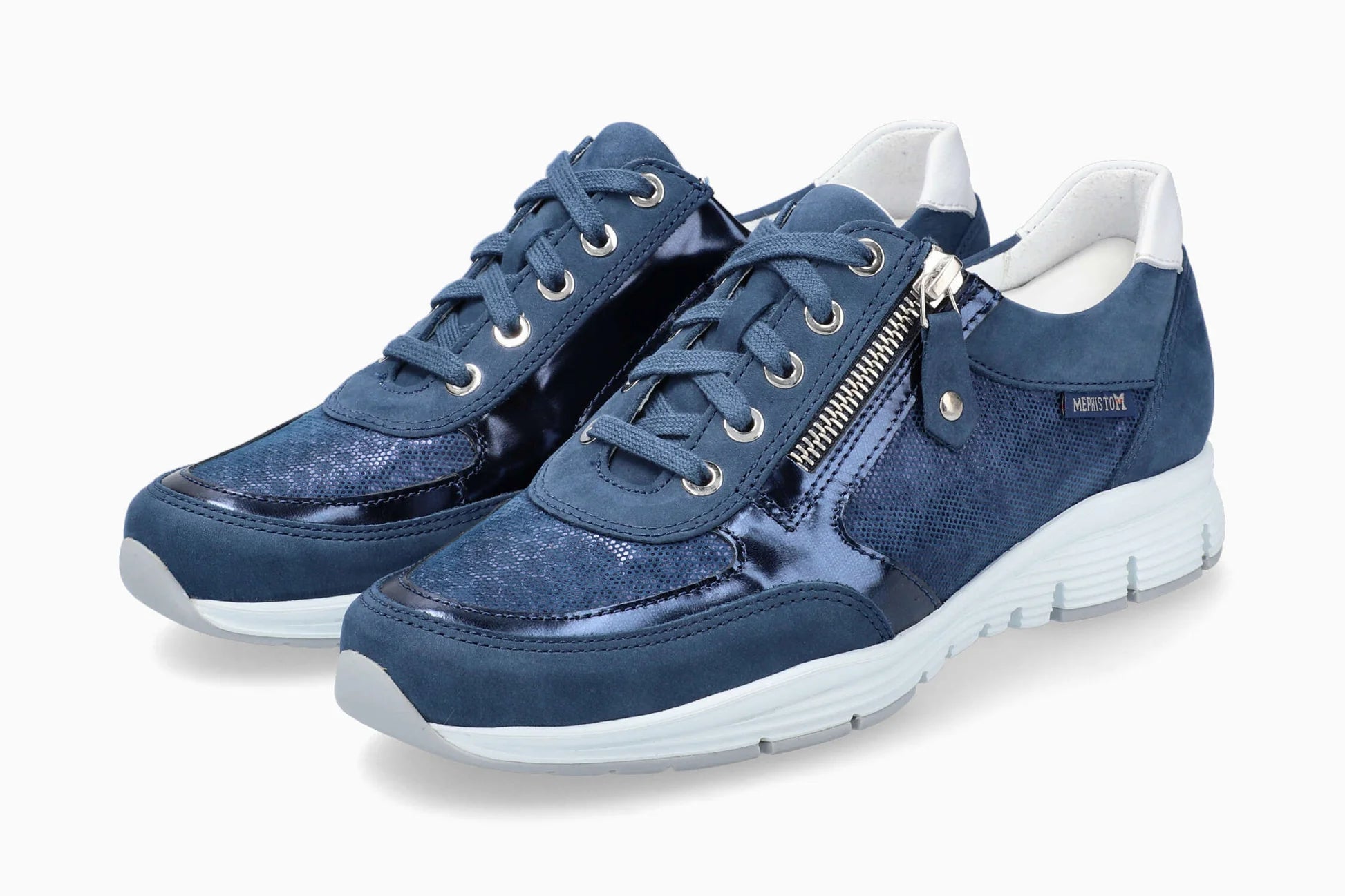 BASKETS MEPHISTO YLONA À LACETS EN CUIR DENIM