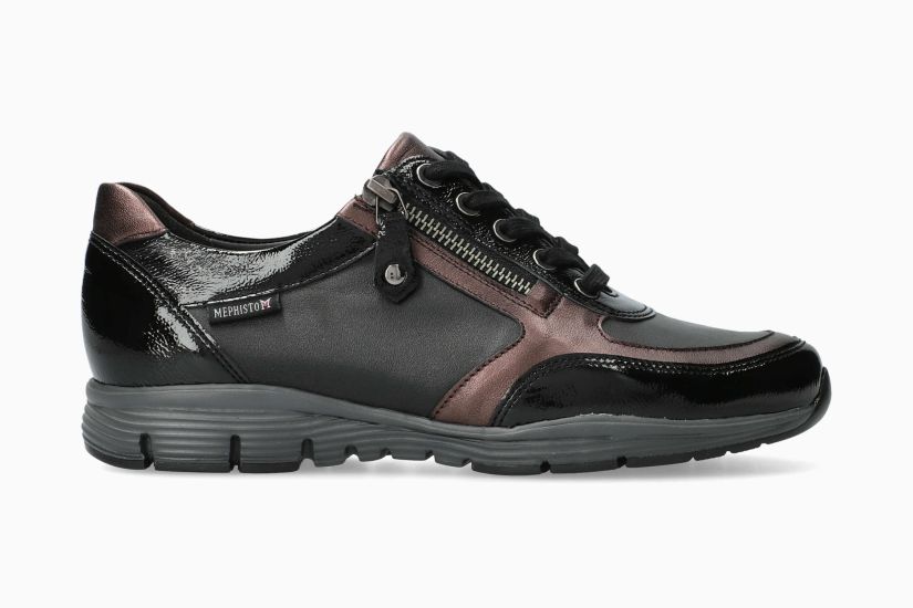 Baskets à lacets MEPHISTO YLONA en cuir verni noir