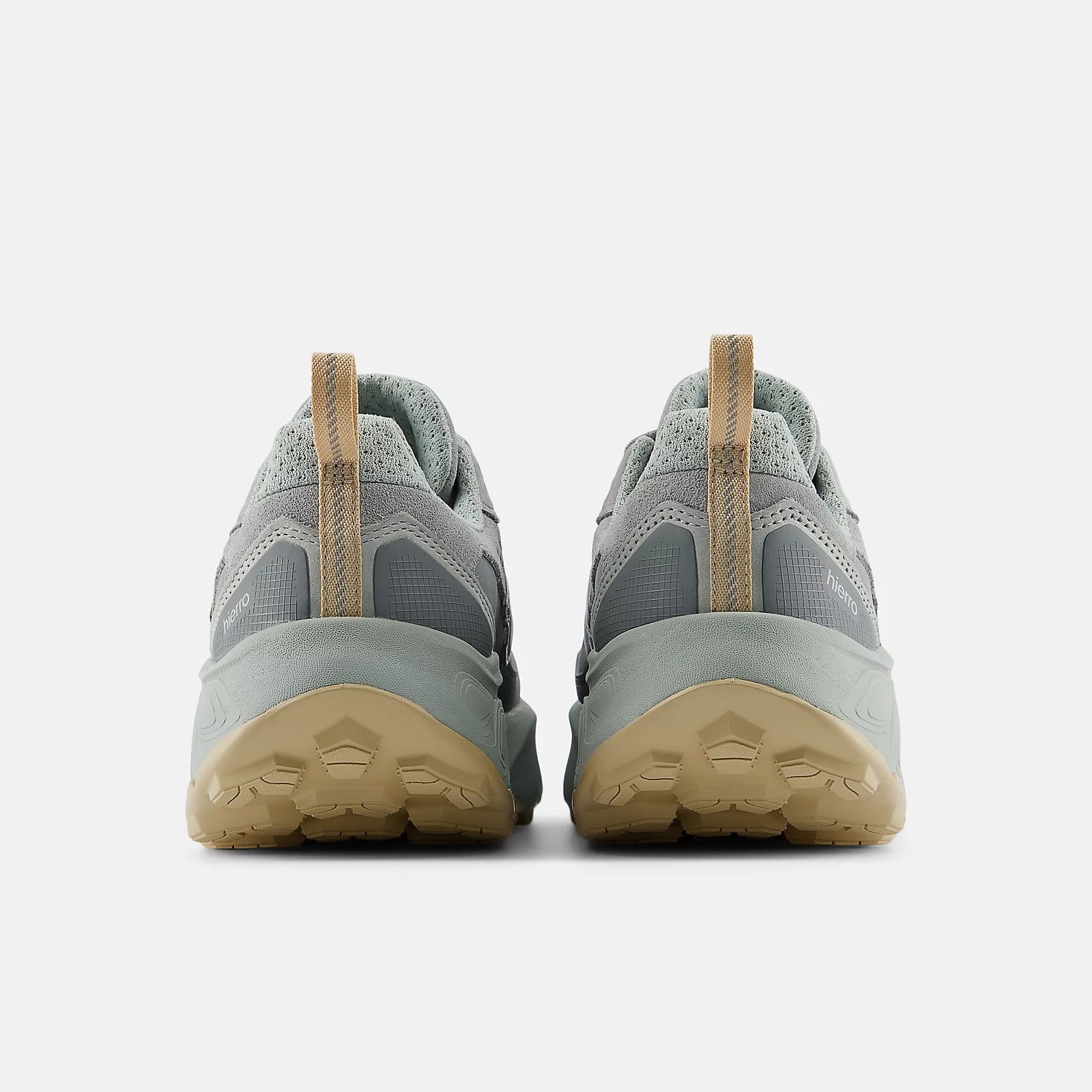 Pair of gray sneakers with beige soles on a white background NEW BALANCE WHIET6QZ Hierro Trek Trail Running Slate Grey Women shoe Foot Sensation Canada Online Store in-store Toronto Mississauga Vancouver Montreal Ottawa Quebec Calgary Edmonton Winnipeg