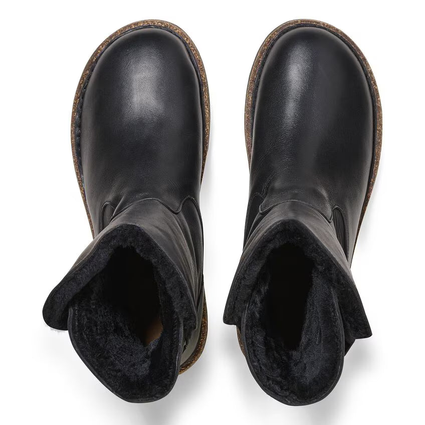 BIRKENSTOCK UPPSALA CUIR NOIR ET PEAU LAINE