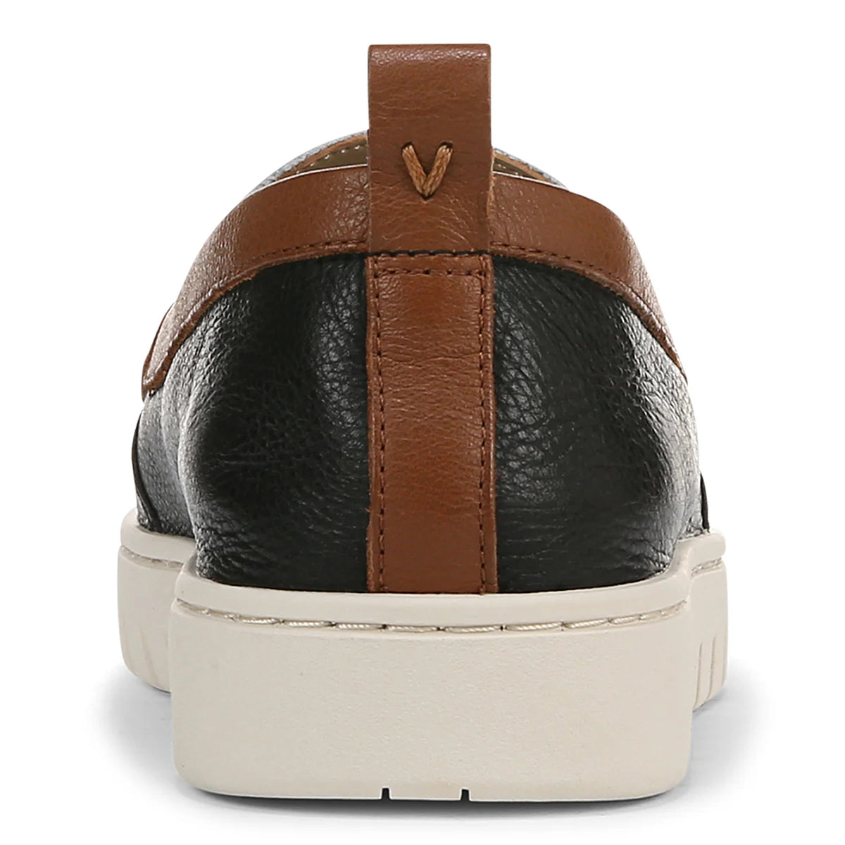 VIONIC UPTOWN Brown and black loafer with a white sole on a white background