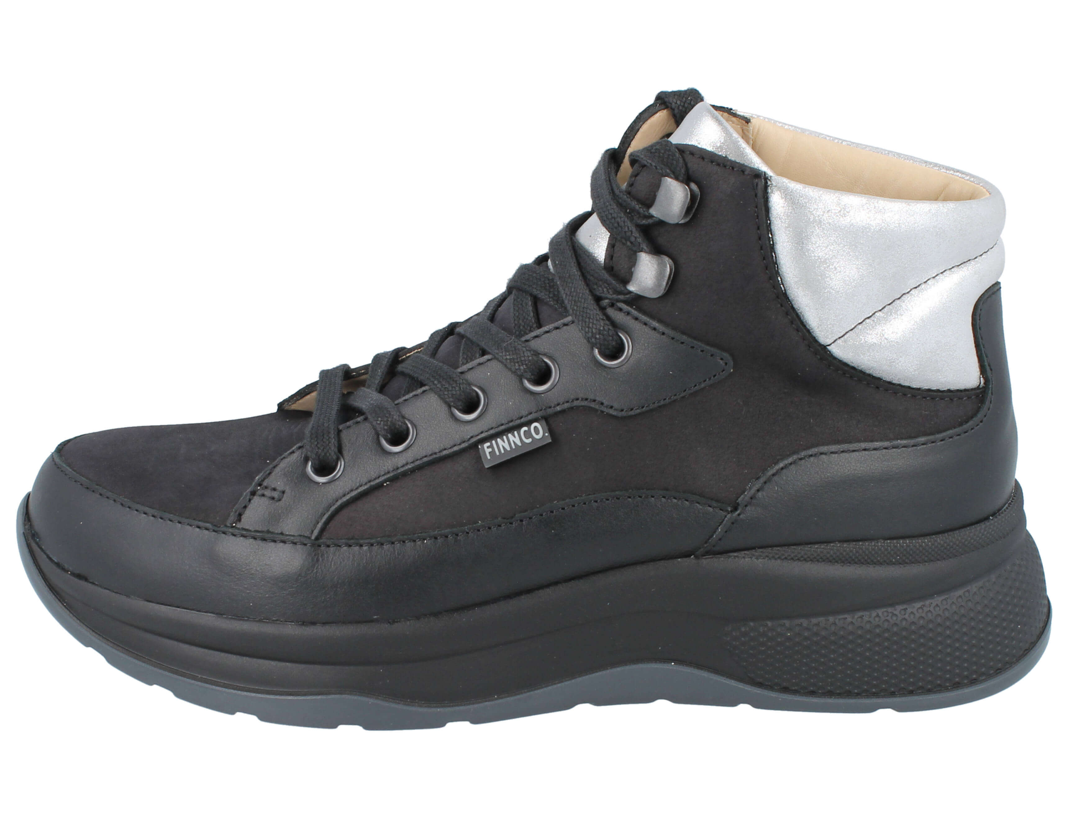 FINN COMFORT DAYTONA BOOT BLACK ARGENTO NAPPA