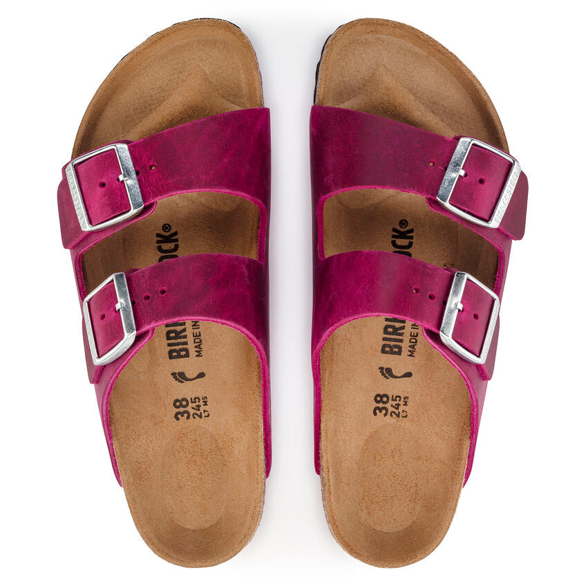 BIRKENSTOCK ARIZONA FESTIVAL CUIR HUILÉ FUSHSIA