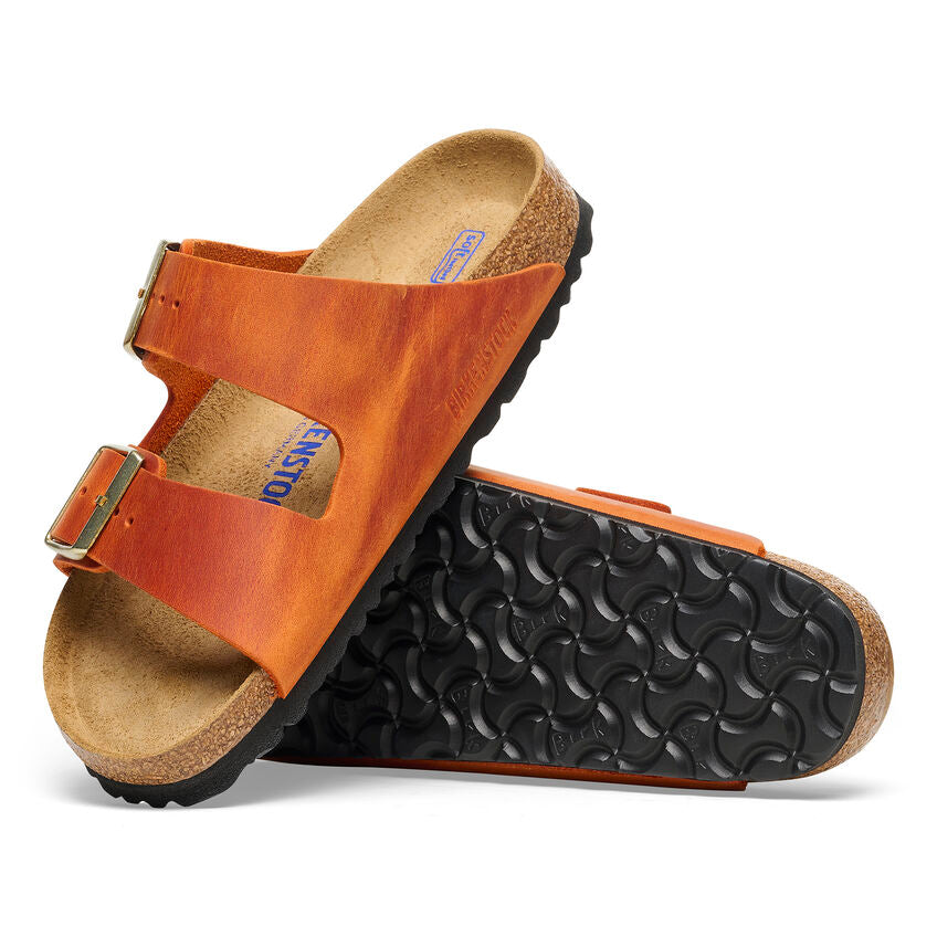 BIRKENSTOCK ARIZONA CUIR HUILÉ ORANGE BRÛLÉ