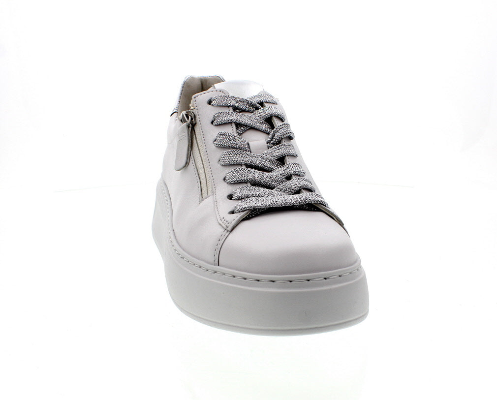 BASKETS GABOR À LACETS ET ZIP LATÉRAL 66 488 51 BLANC ARGENT
