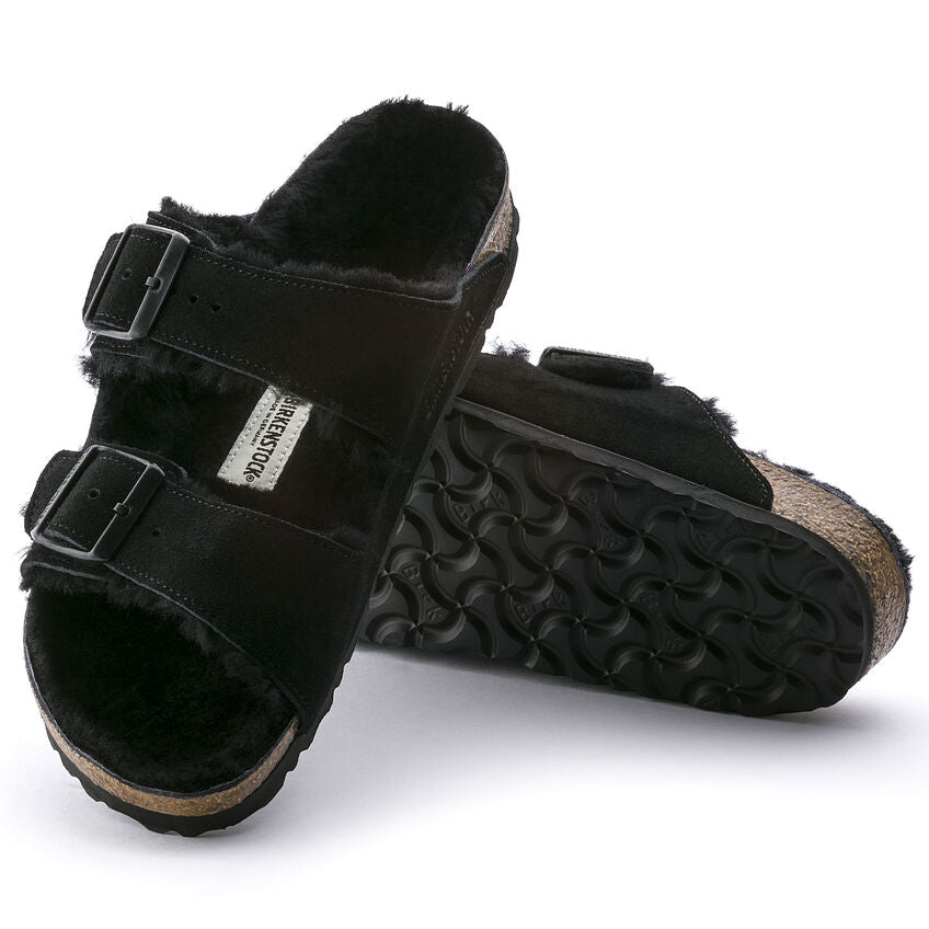BIRKENSTOCK ARIZONA SHEARLING DAIM NOIR