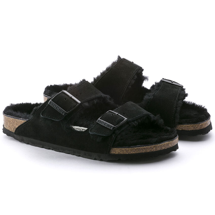 BIRKENSTOCK ARIZONA SHEARLING DAIM NOIR