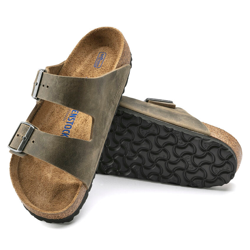 BIRKENSTOCK ARIZONA SFB CUIR HUILÉ KAKI DÉLAVÉ