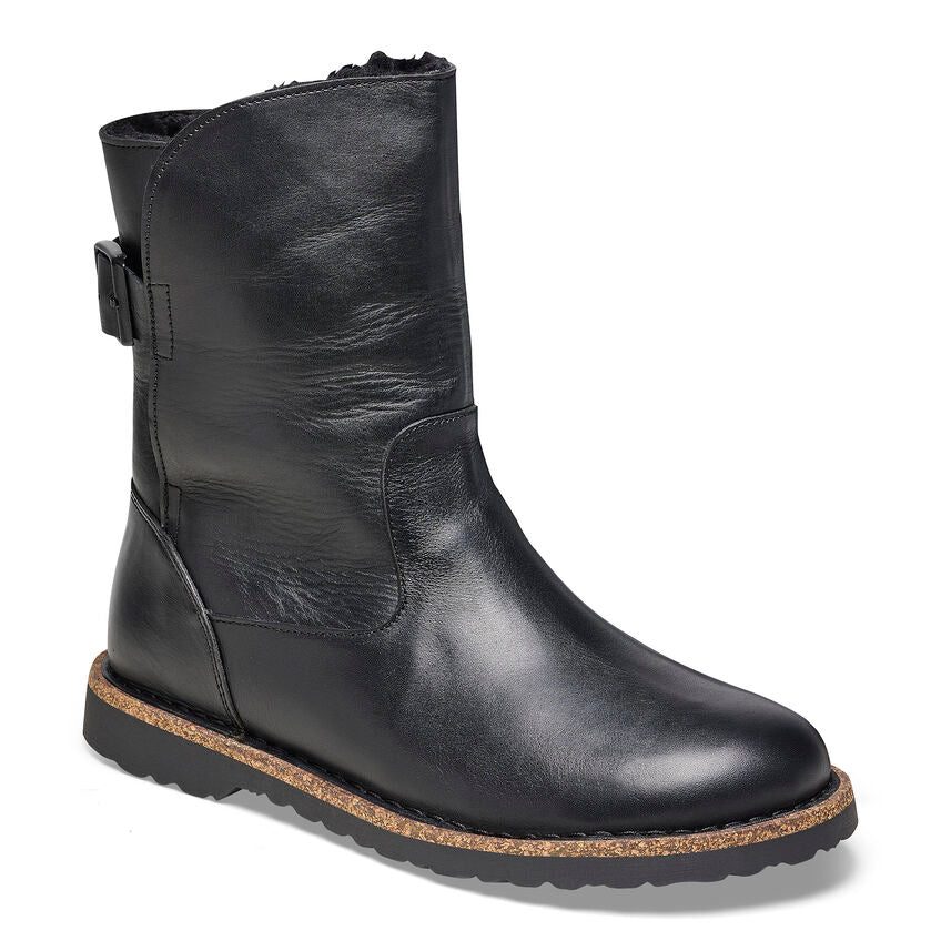 BIRKENSTOCK UPPSALA CUIR NOIR ET PEAU LAINE