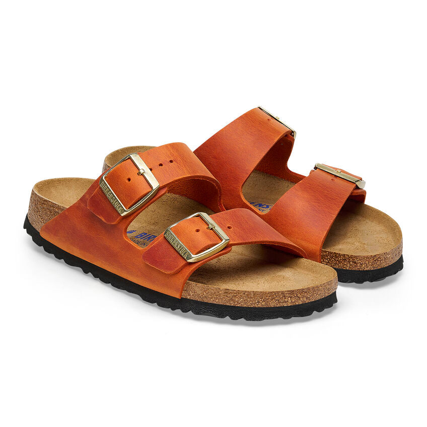 BIRKENSTOCK ARIZONA CUIR HUILÉ ORANGE BRÛLÉ