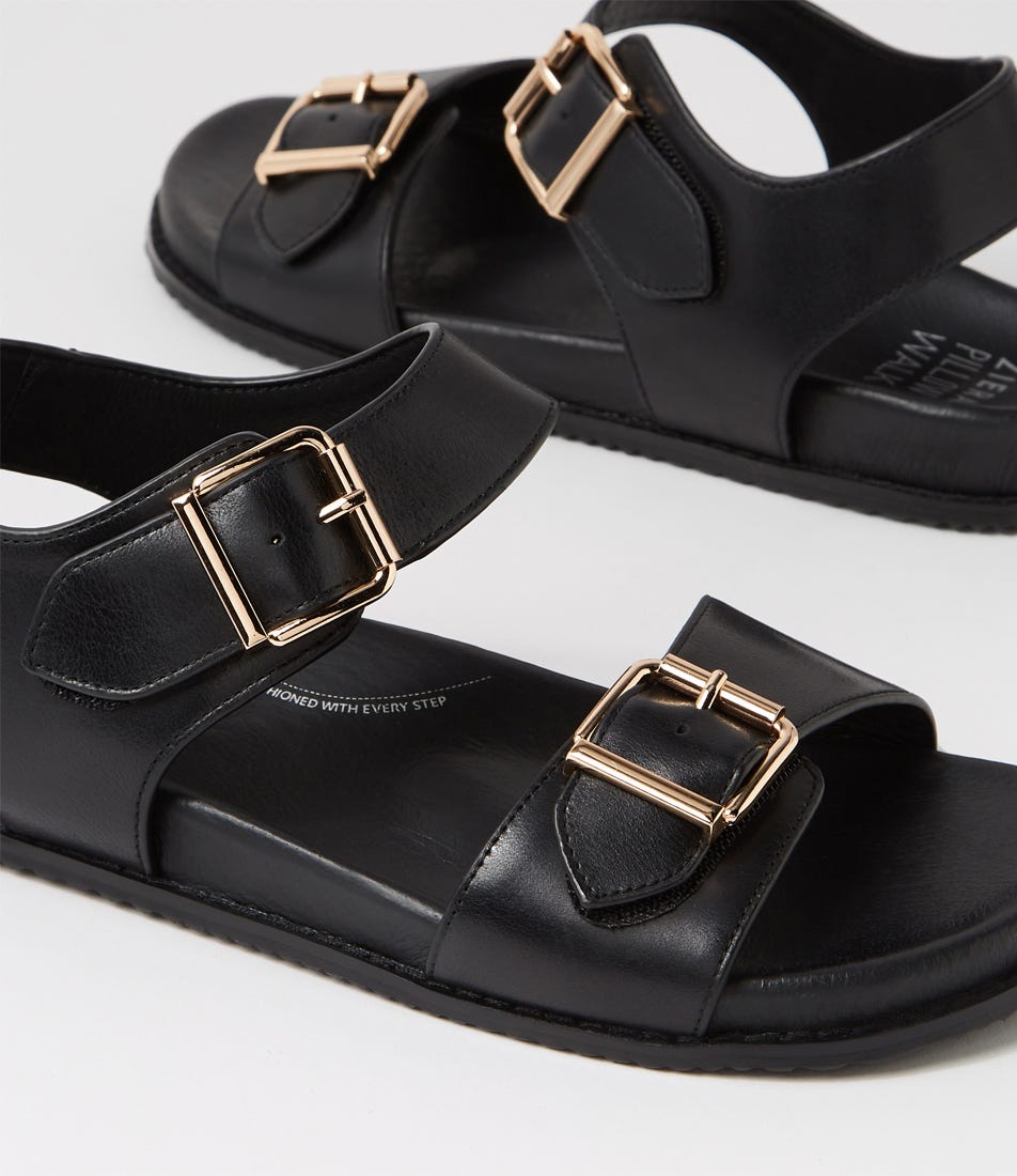 SANDALE ZIERA HASTICE EN CUIR NOIR