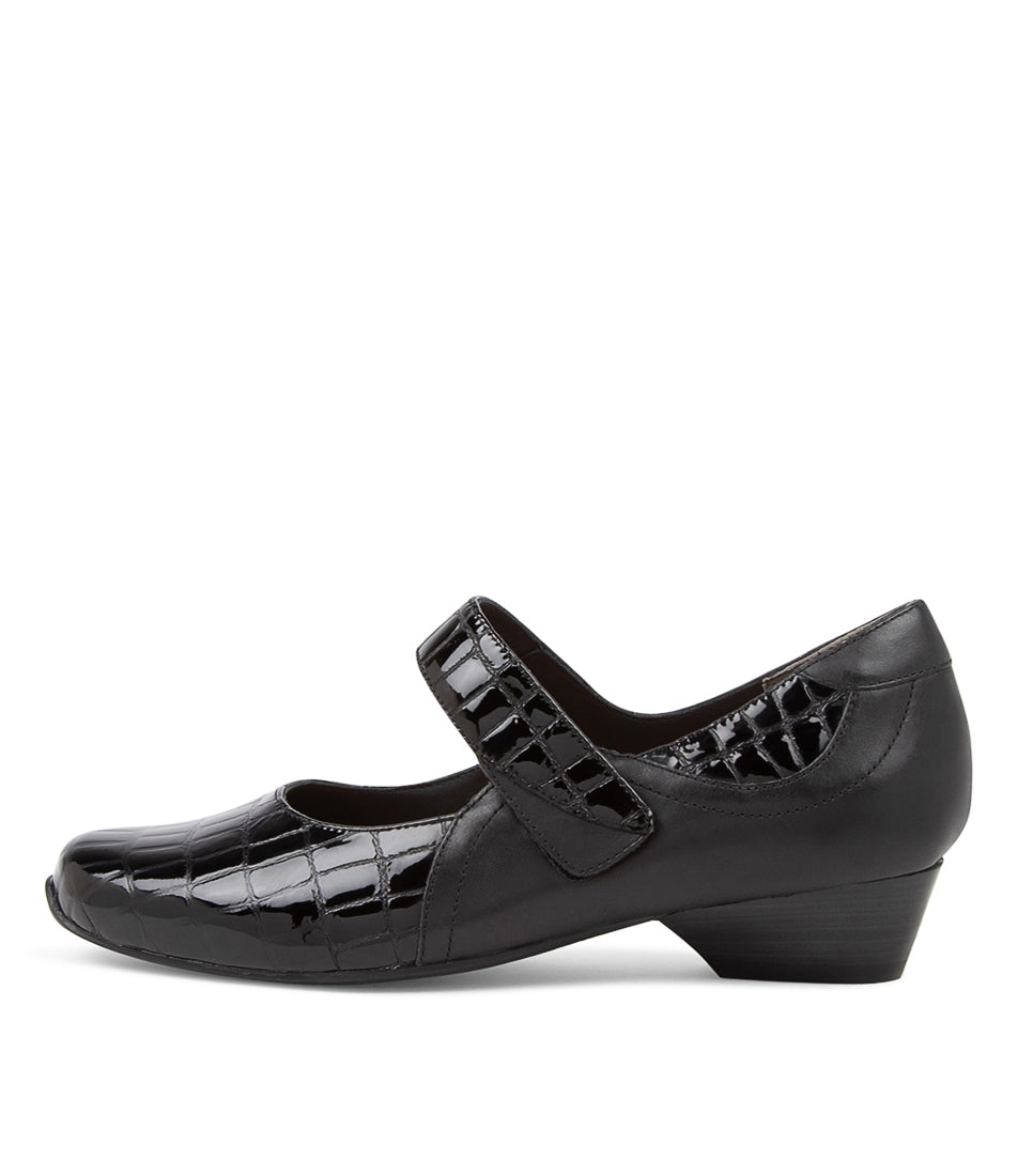 ZIERA CASSIDY NOIR/ NOIR VERNI CROCO