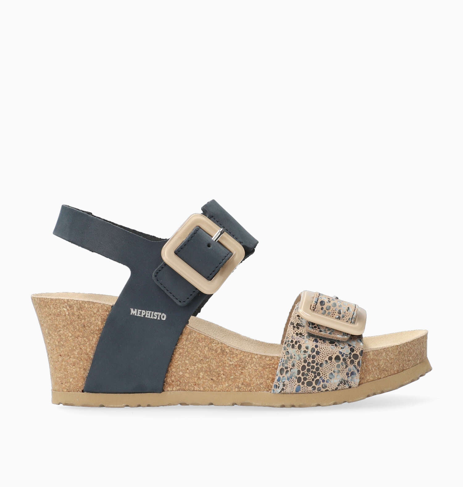 SANDALE MEPHISTO LISSIA EN CUIR BLEU MARINE