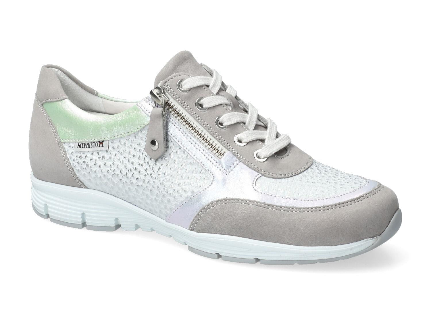 MEPHISTO YLONA SNEAKER LACE UP LIGHT GREY LEATHER