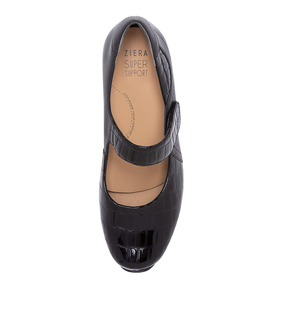 ZIERA CASSIDY NOIR/ NOIR VERNI CROCO