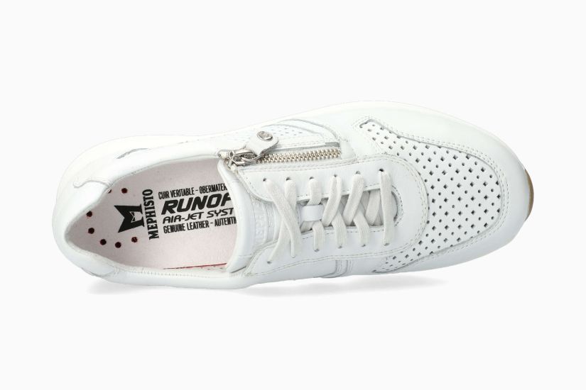 Baskets MEPHISTO KIM PERF avec fermeture éclair latérale en cuir blanc