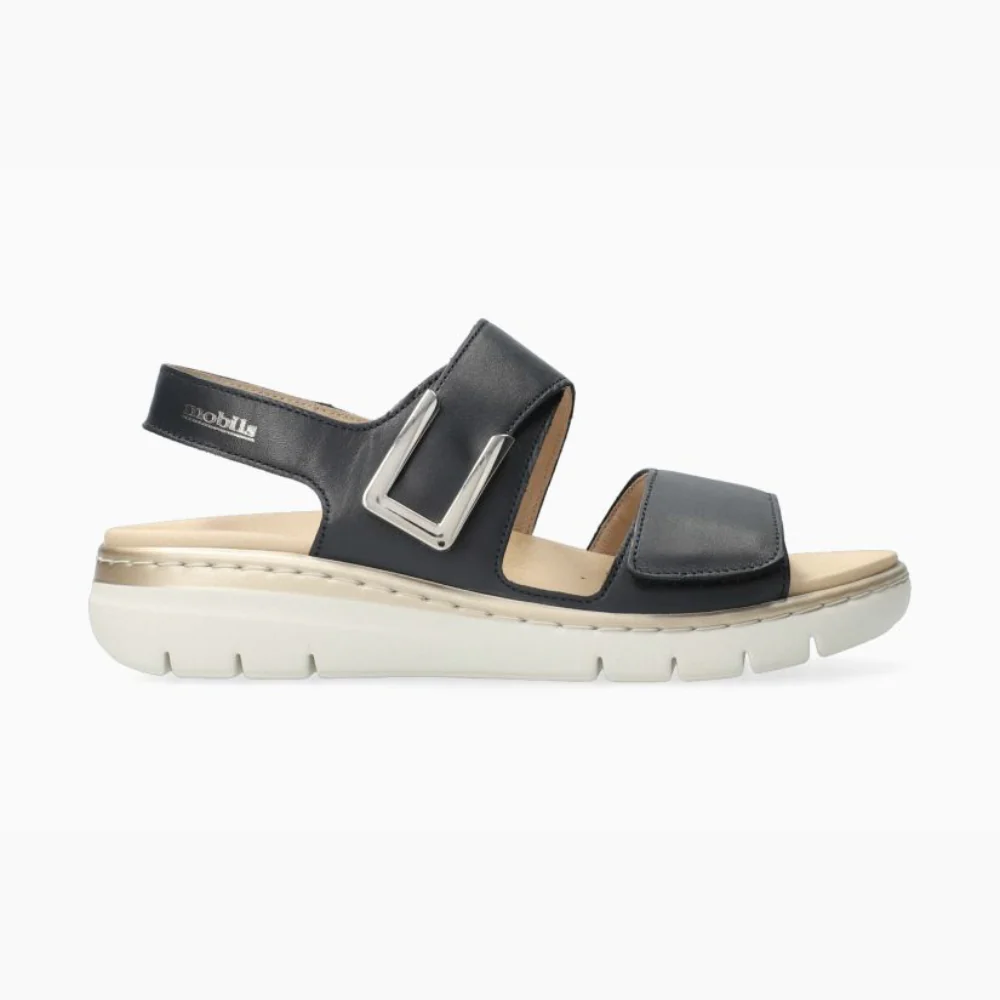 SANDALE MEPHISTO MOBILS LALIA EN CUIR BLEU MARINE