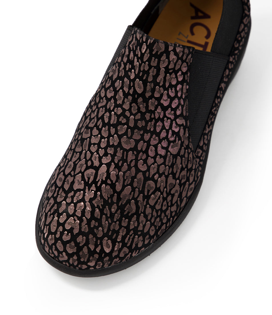 ZIERA NOSLEN CUIR LÉOPARD ÉTAIN NOIR