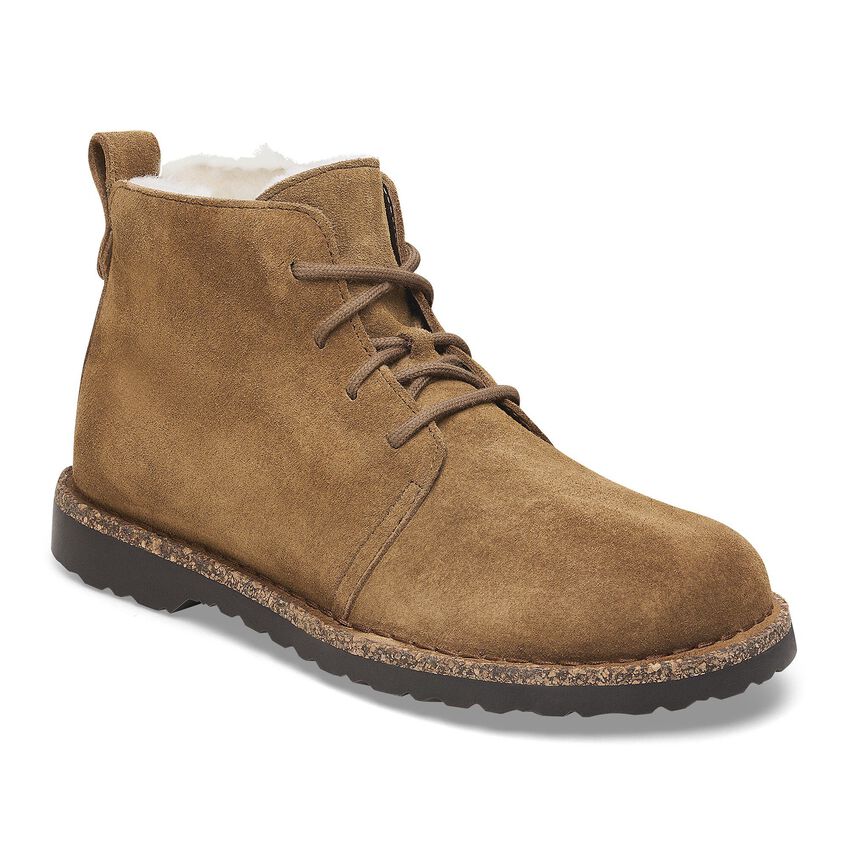 BIRKENSTOCK UPPSALA BOTTINES MI-HAUTES EN PEAU DE PEAU DERRIÈRE À LACETS THÉ FONCÉ