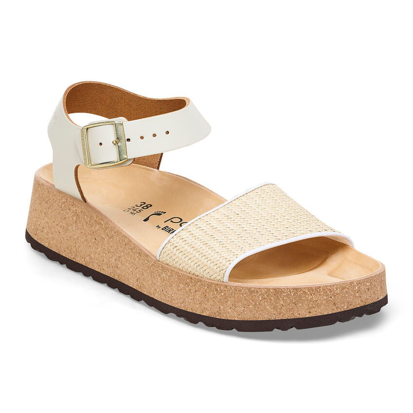 BIRKENSTOCK GLENDA RAFFIA LEATHER NATURAL WHITE