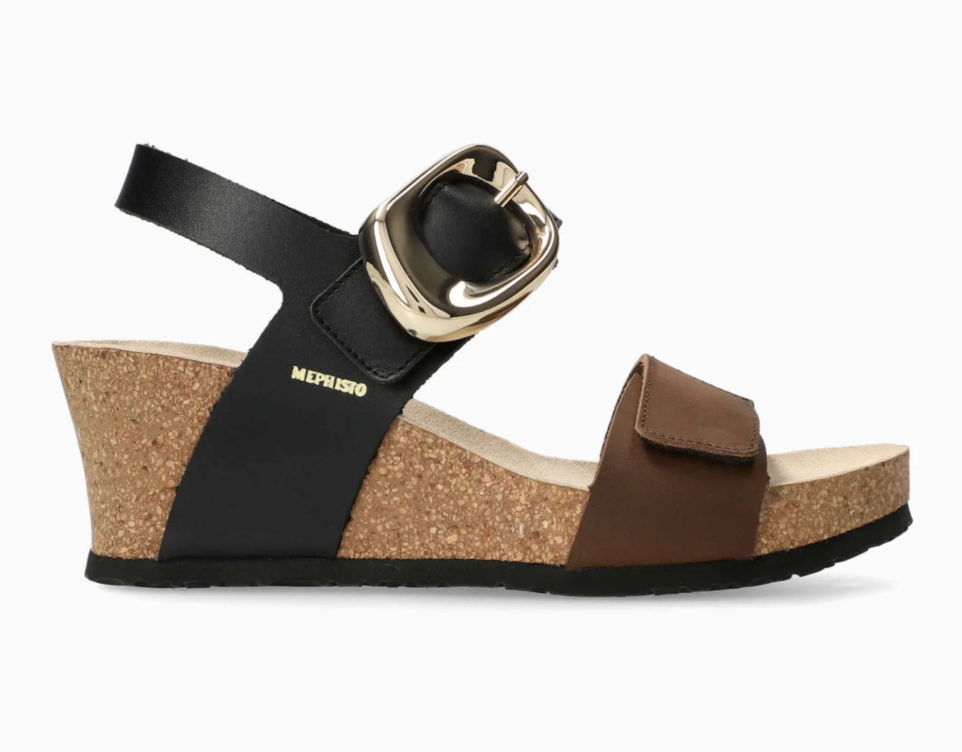 SANDALE COMPENSÉE MEPHISTO LEANDRE COMBO MARRON FONCÉ