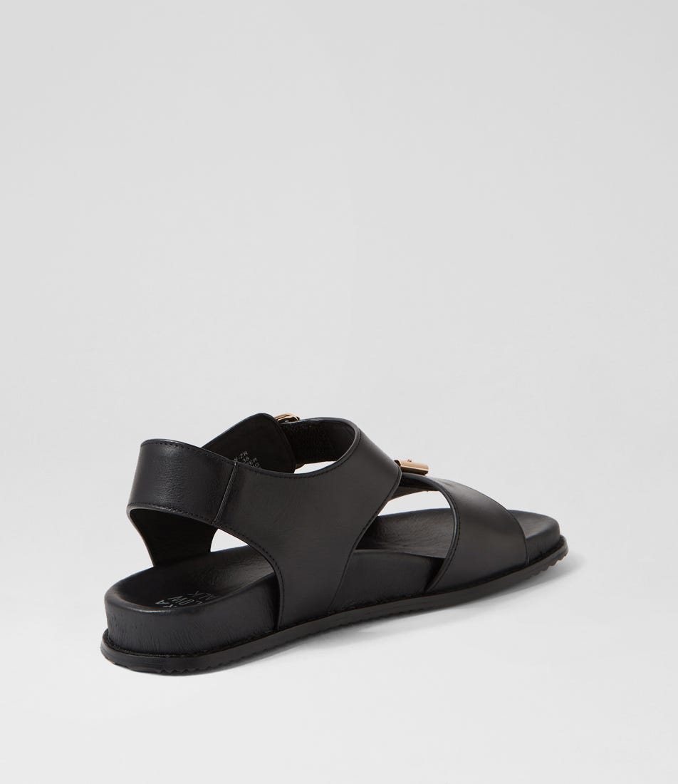 SANDALE ZIERA HASTICE EN CUIR NOIR