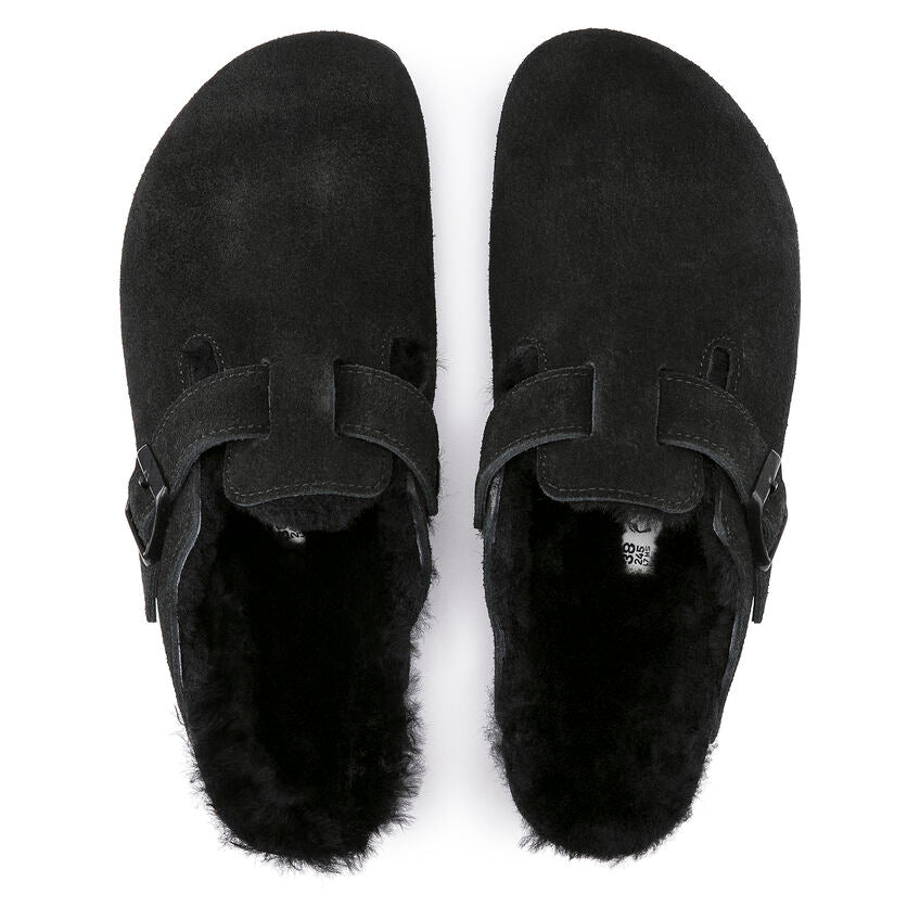 BIRKENSTOCK BOSTON SHEARLING BLACK SUEDE LEATHER