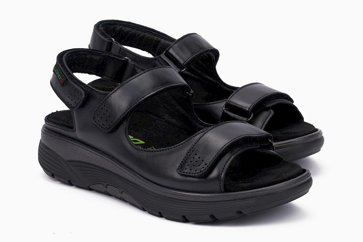 MEPHISTO SANO NORINE SANDAL BLACK LEATHER