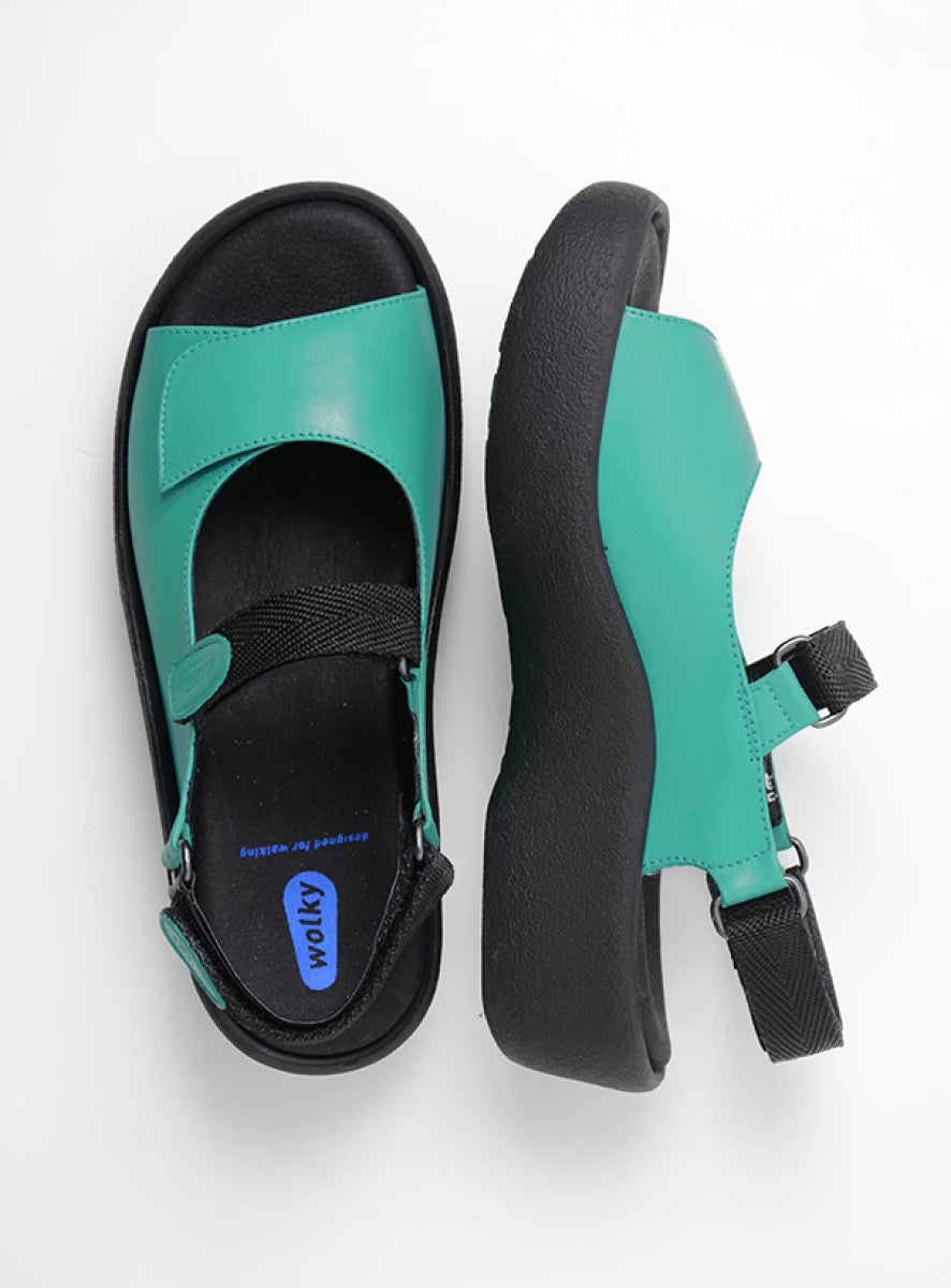 SANDALE WOLKY JEWEL CUIR VEGETAL TURQUOISE