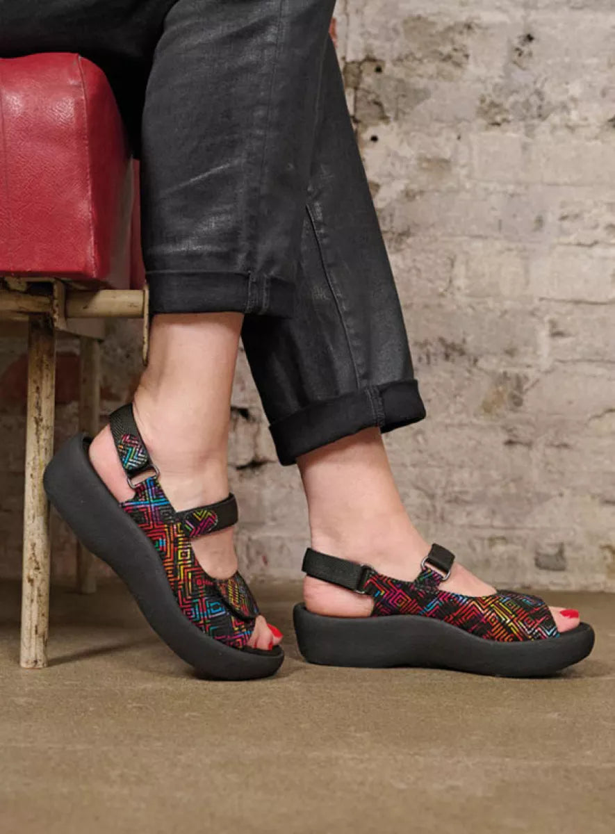 SANDALE WOLKY JEWEL CORZA NOIR MULTI CUIR