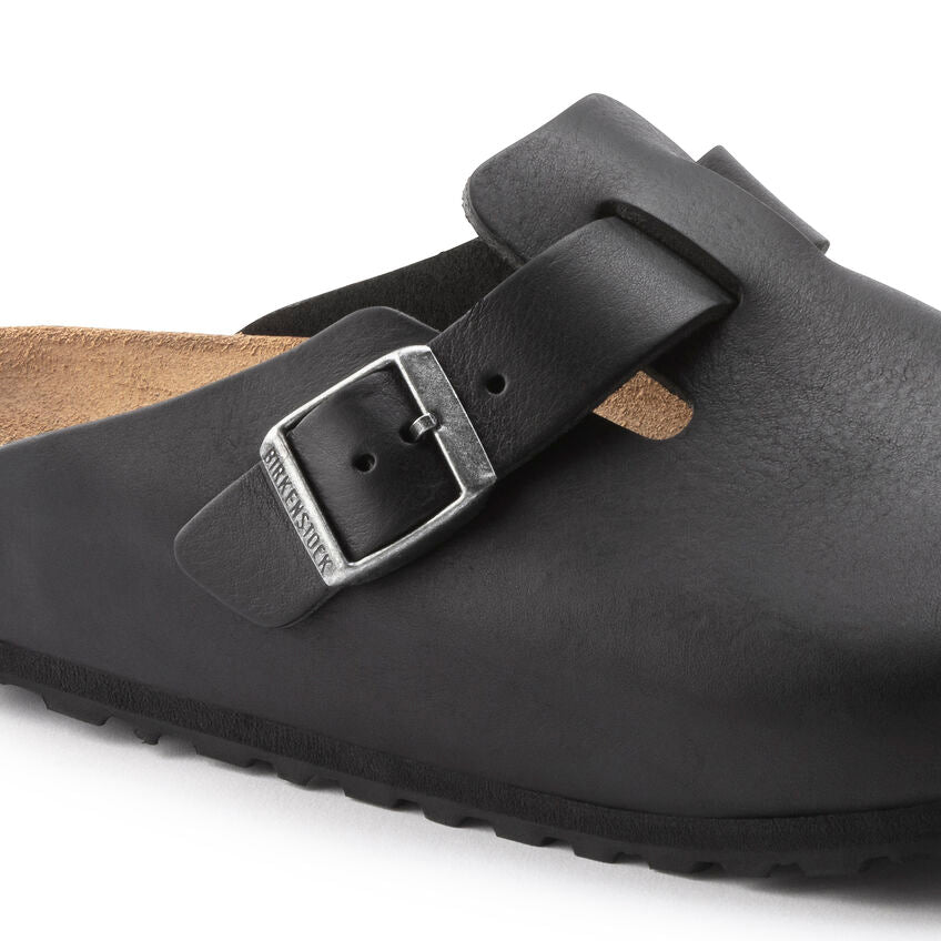 BIRKENSTOCK BOSTON GRIP VINTAGE WOOD BLACK LEATHER