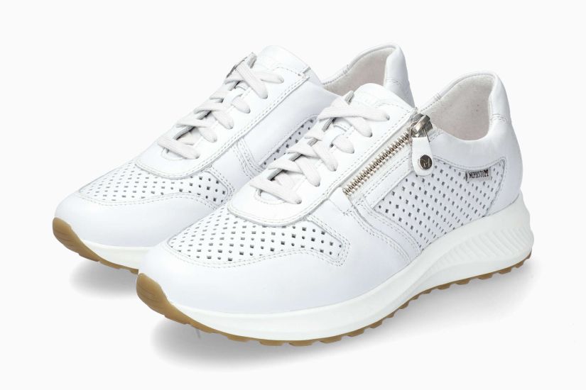 Baskets MEPHISTO KIM PERF avec fermeture éclair latérale en cuir blanc