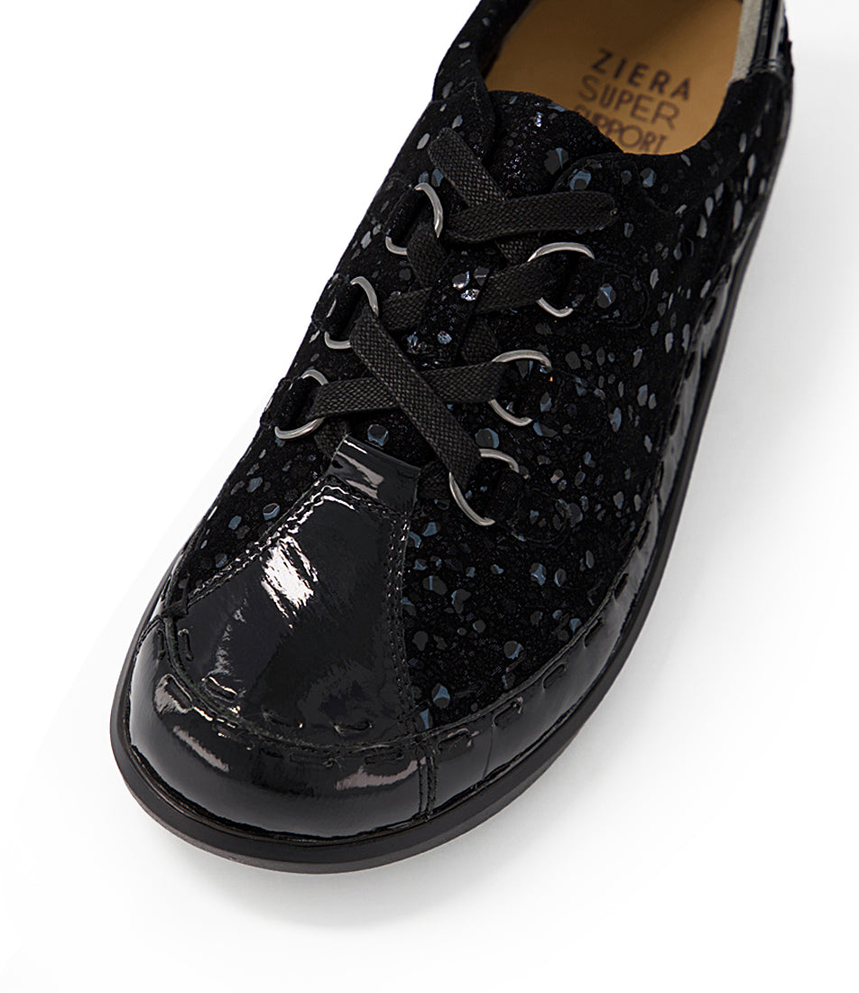 ZIERA ALLSORTS BLACK PATENT SPARKLE SUEDE