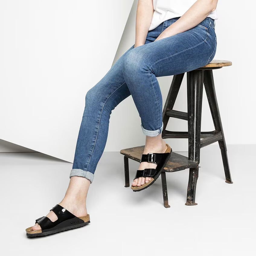 BIRKENSTOCK ARIZONA BIRKO FLOR BREVET NOIR