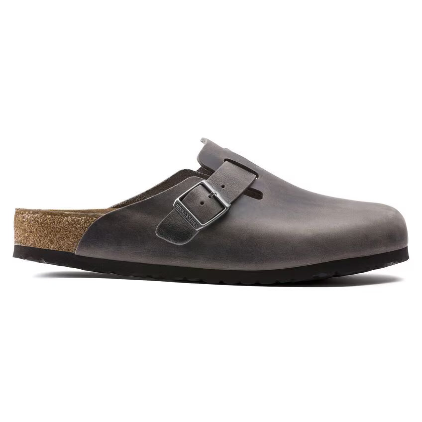 BIRKENSTOCK BOSTON SOFT FOOTBED IRON OILED LEATHER