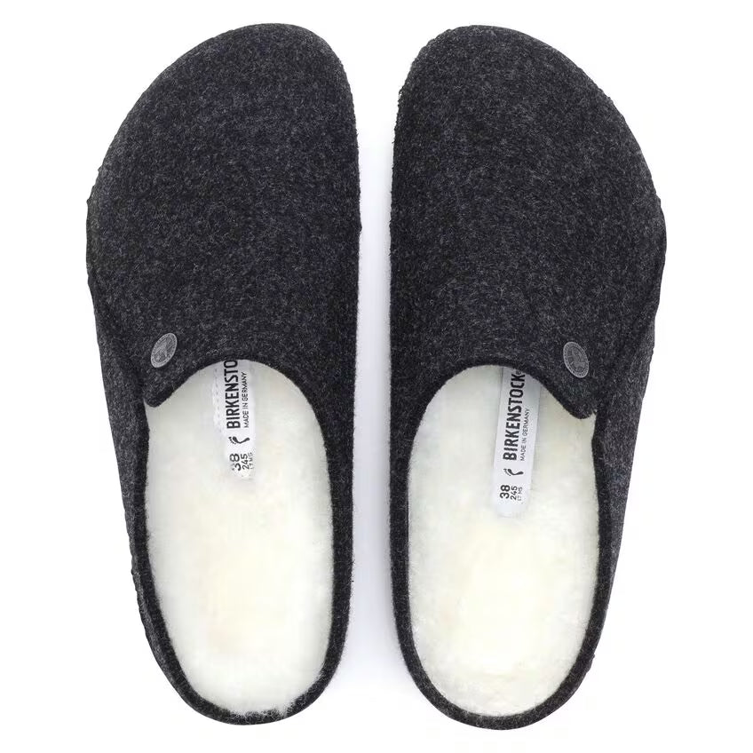 BIRKENSTOCK SLIPPERS ZERMATT ANTHRACITE/ NATURAL WOOL/ SHEARLING