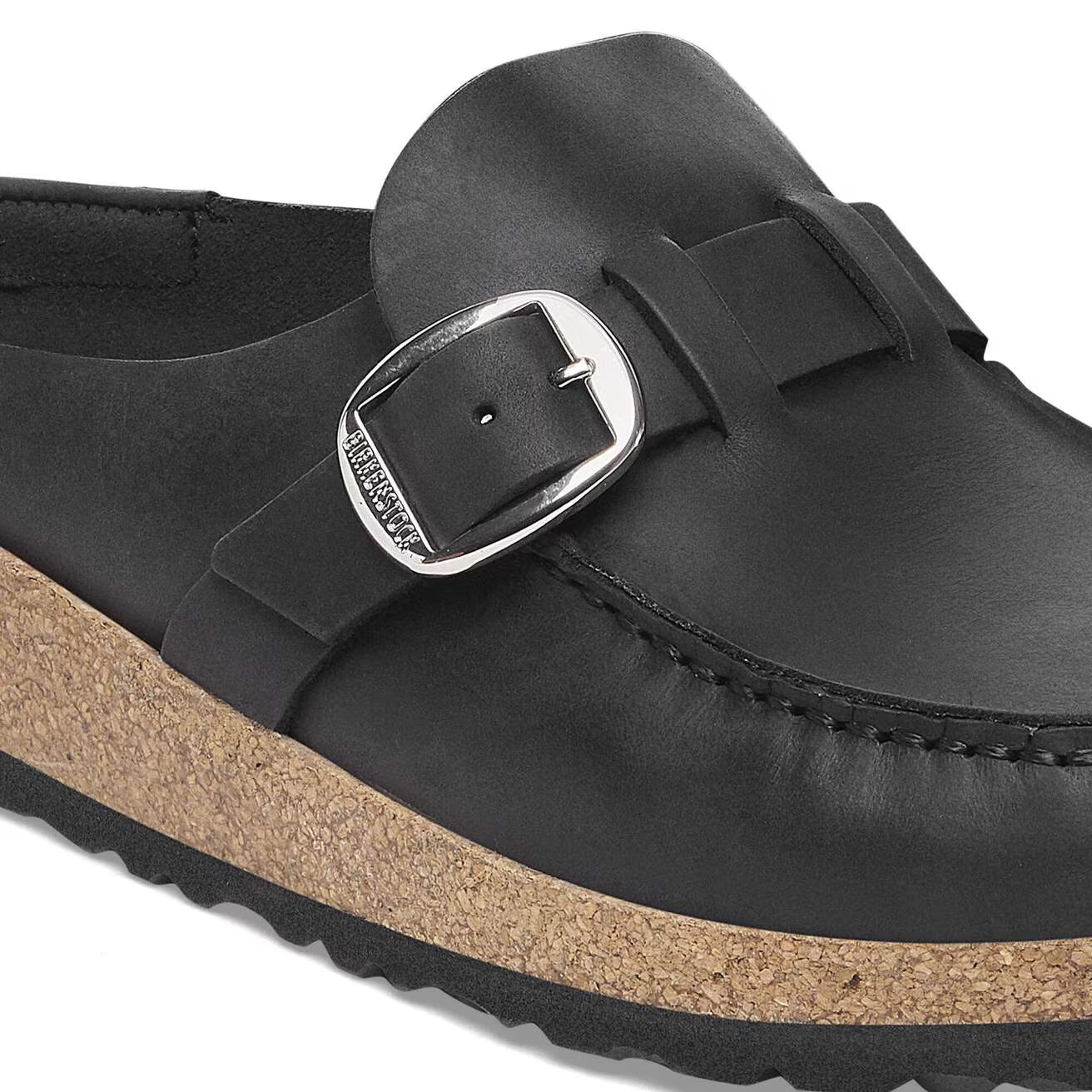 SABOTS BIRKENSTOCK BUCKLEY EN CUIR HUILÉ NOIR 