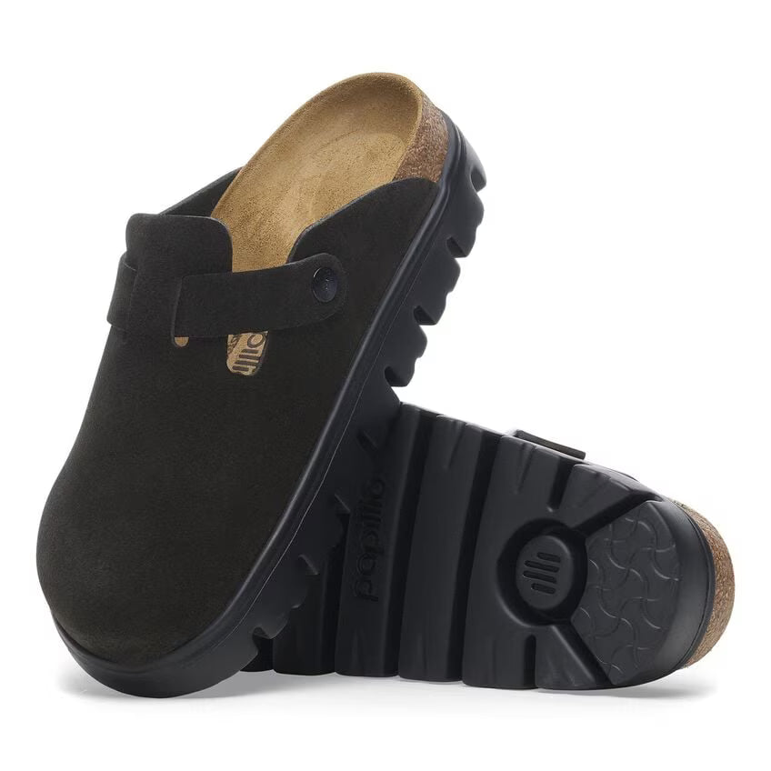 BIRKENSTOCK BOSTON CHUNKY BLACK SUEDE LEATHER