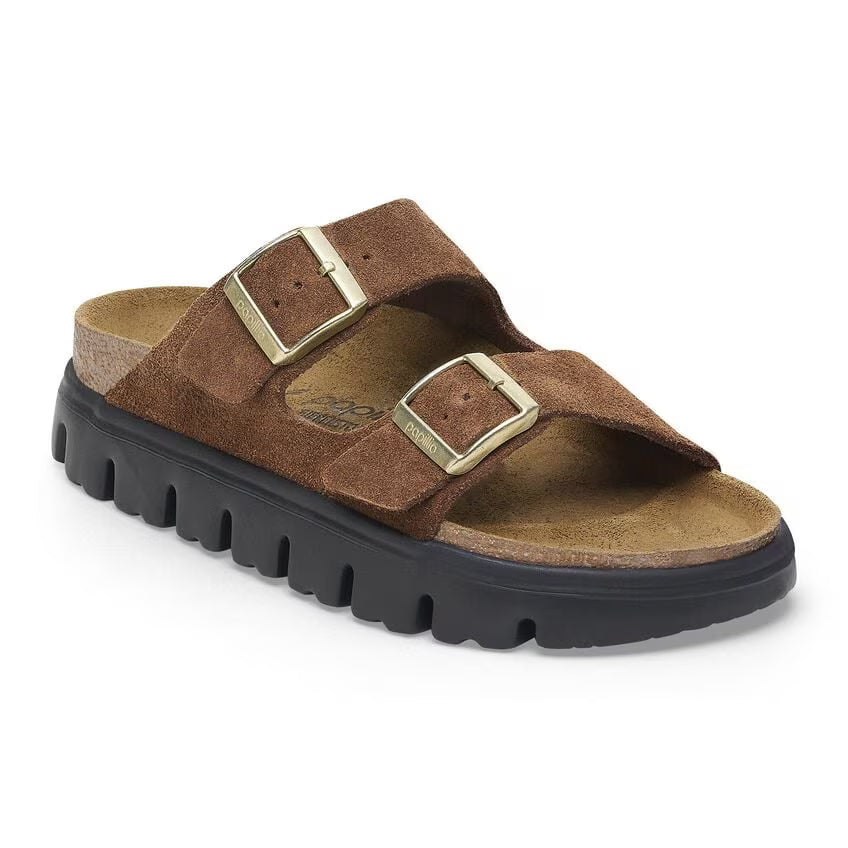 BIRKENSTOCK ARIZONA PLATEFORME EN DAIM THÉ FONCÉ
