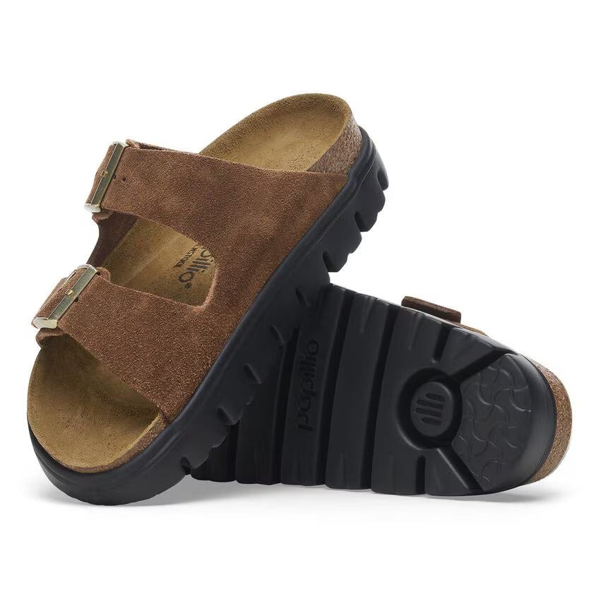 BIRKENSTOCK ARIZONA PLATEFORME EN DAIM THÉ FONCÉ