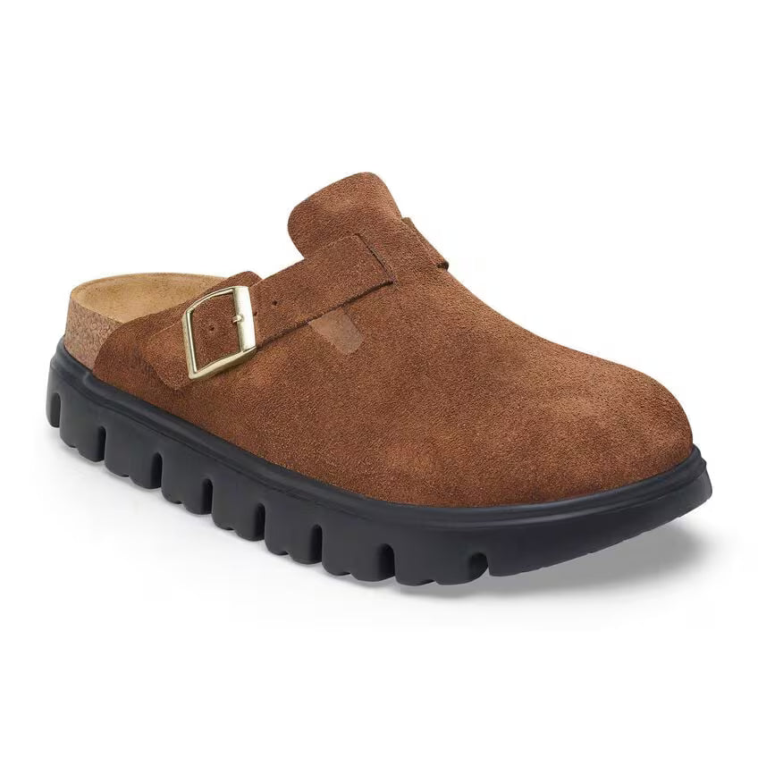 BIRKENSTOCK BOSTON CHUNKY DARK TEA SUEDE LEATHER