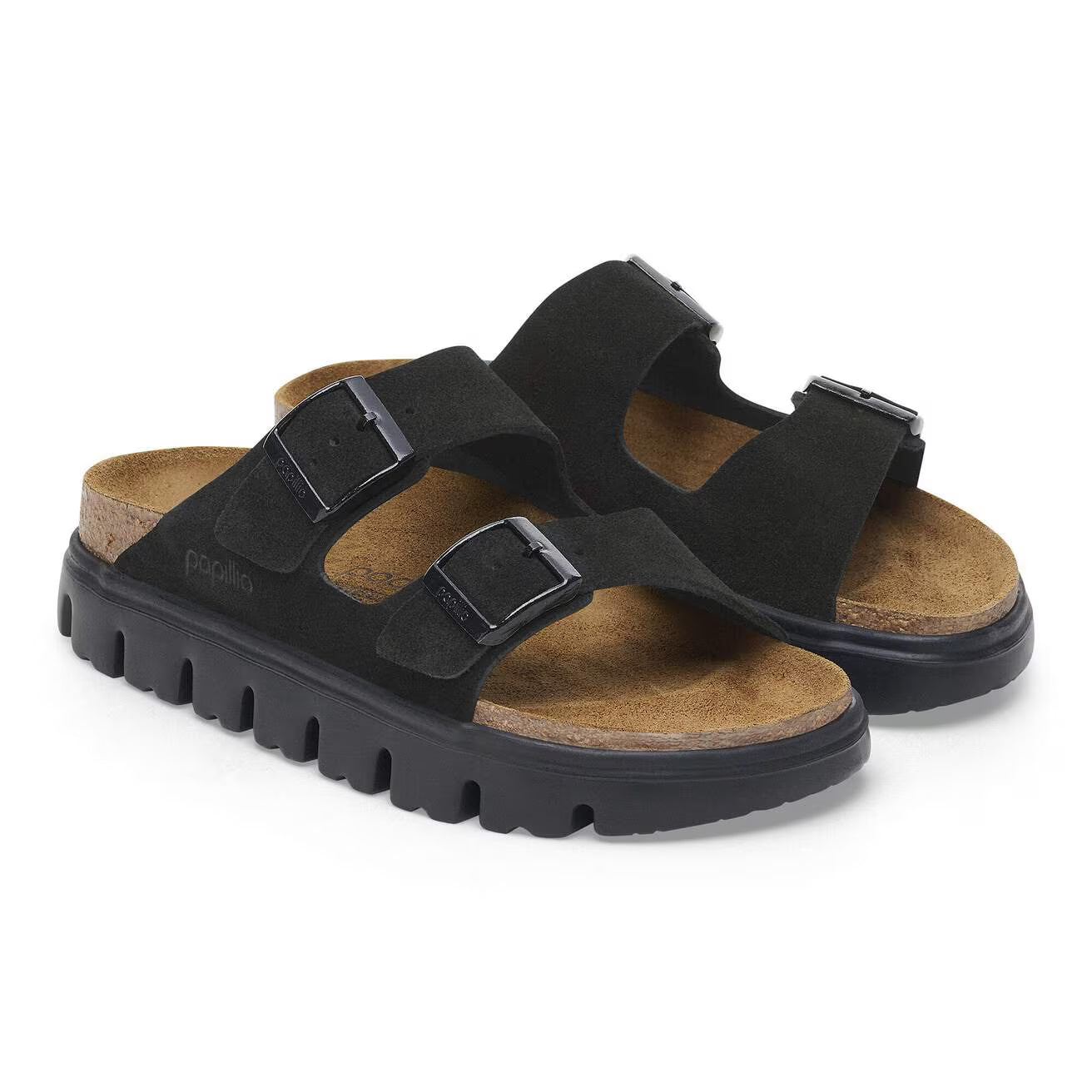 BIRKENSTOCK ARIZONA FLEX PLATEFORME CUIR DAIM NOIR