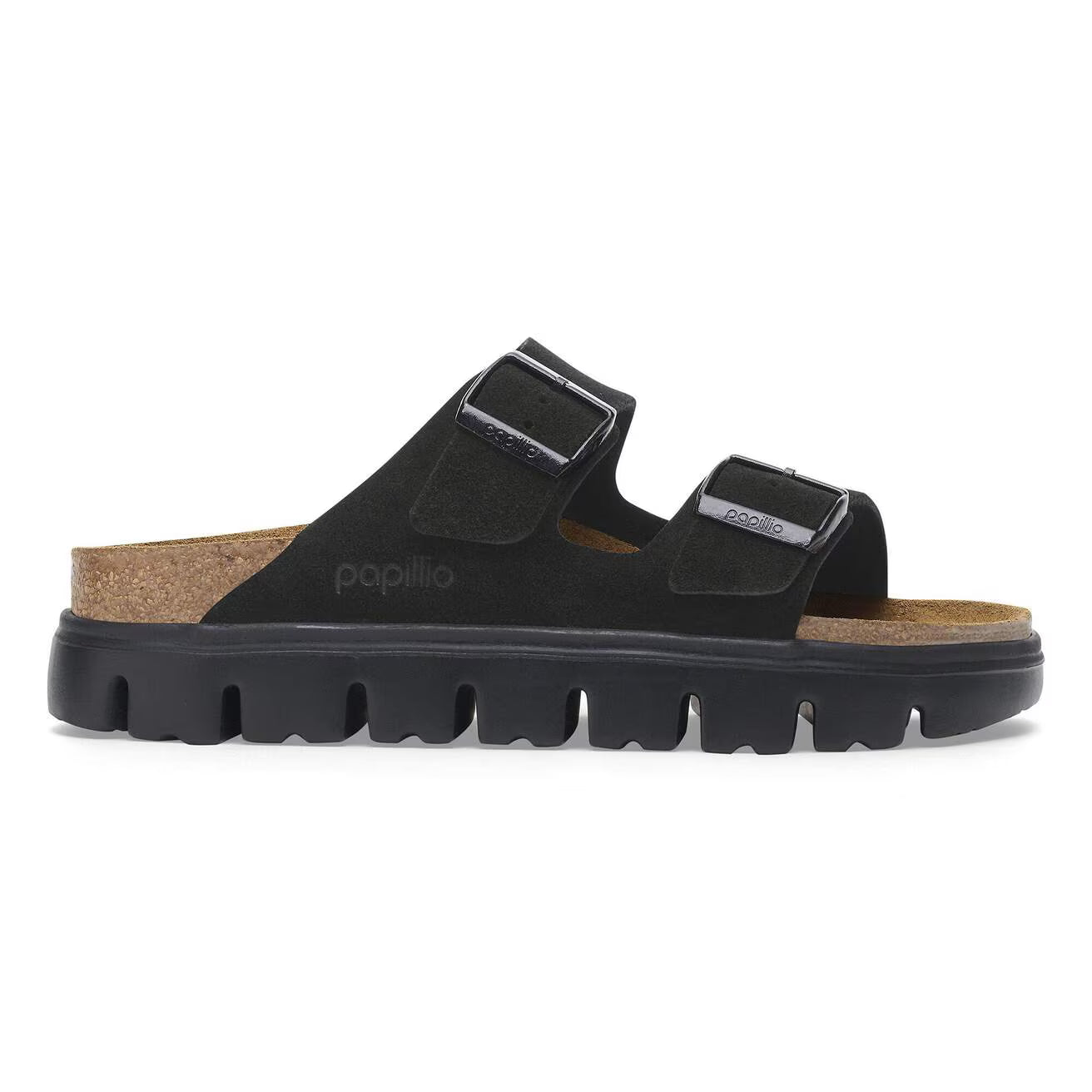 BIRKENSTOCK ARIZONA FLEX PLATEFORME CUIR DAIM NOIR